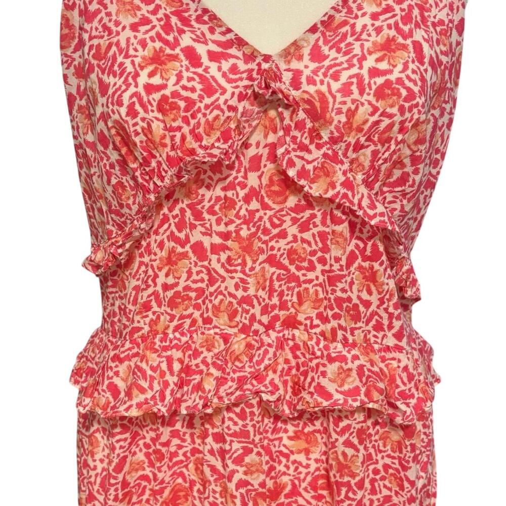 Misa Los Angeles Size M Morrison Dress Pink Animal Floral Tiered Ruffled USA - Picture 4 of 8